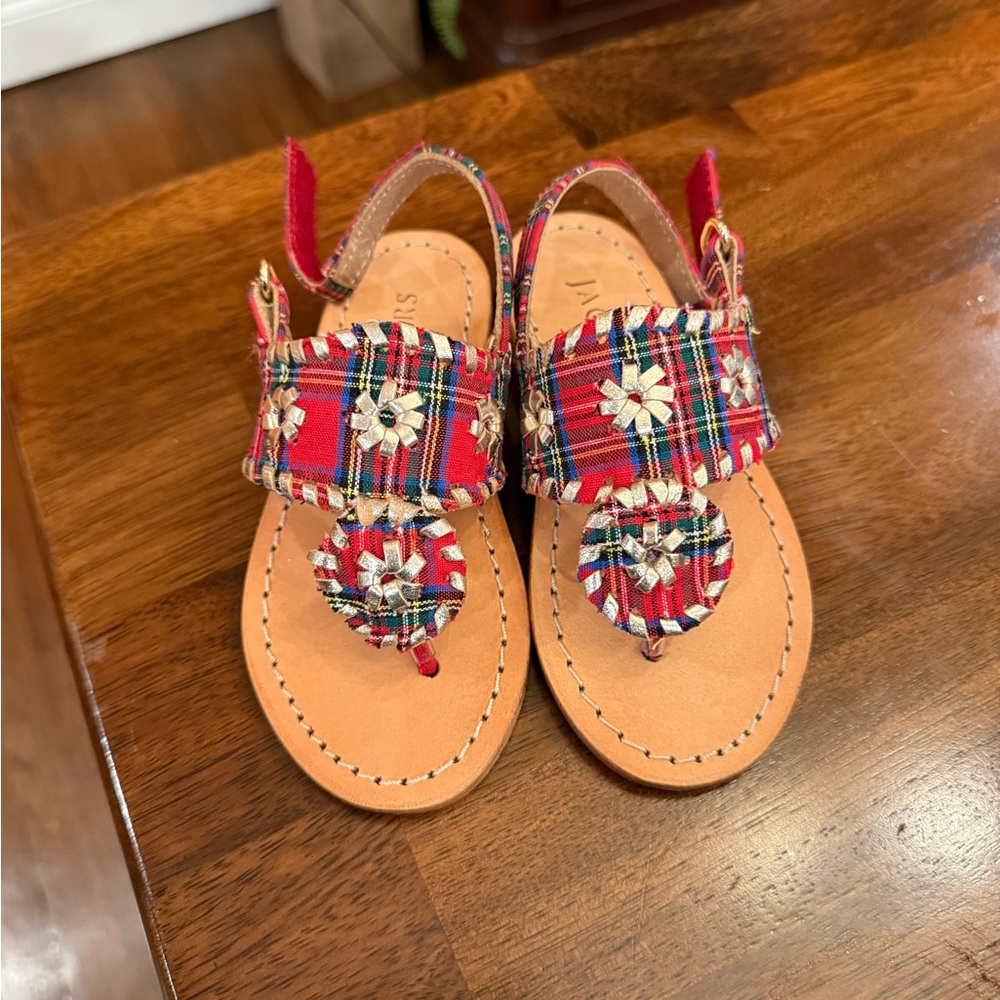 Jack Rogers Red Plaid Kids Sandals